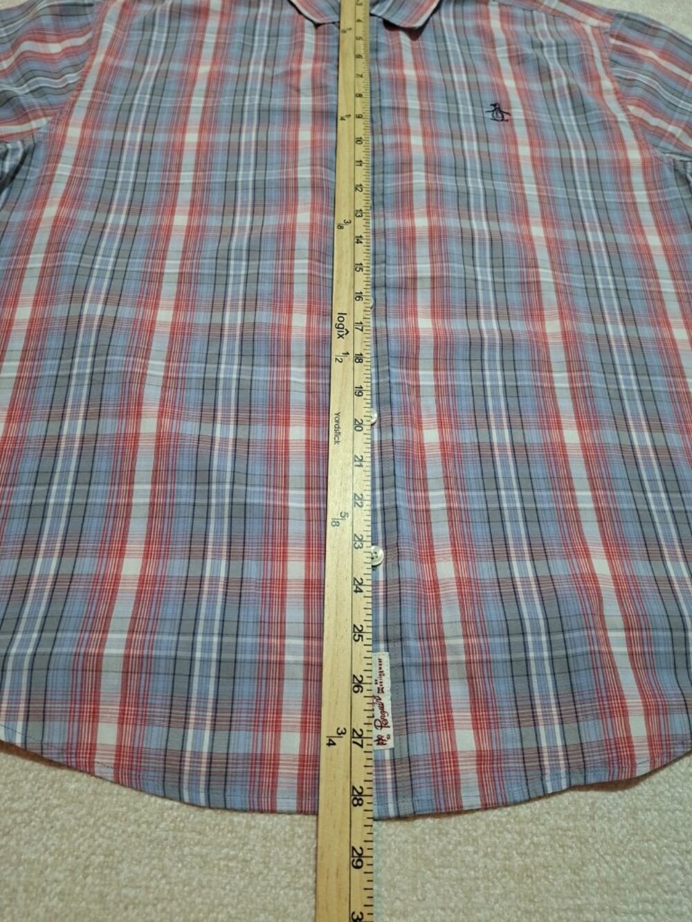 Original Penguin Munsingwear Classic Fit Plaid Short Sleeve Shirt XXL - Picture 5 of 10